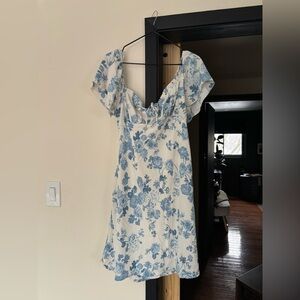 Shyanne Blue and Cream Floral Midi Dress